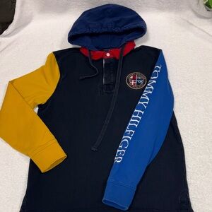 Tommy Hilfiger vintage Multicolor Logo Hoodie polo rugby small